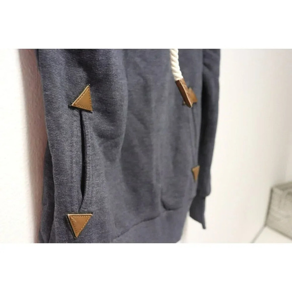 Naketano Women Cowl Neck Long Sleeve Hooded Shirt Top Sweatshirt Size Small Gray - Picture 8 of 16